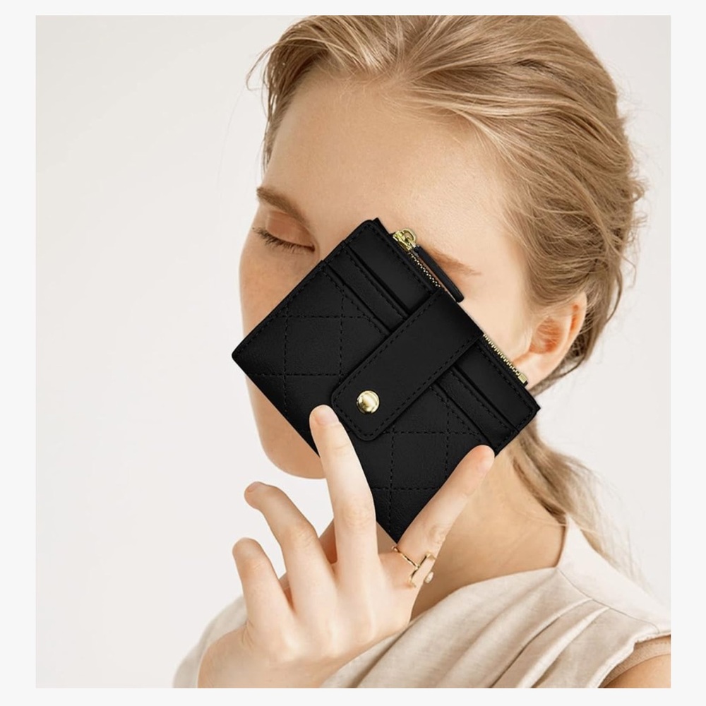 🆕 Women Wallet, Small Slim PU Leather Bifold Wallet with Zipper Coin Pocket - Picture 4 of 7